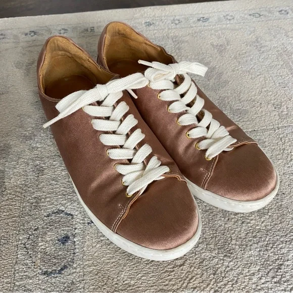 Sezane Jack Trainers Rose Gold Satin FR 38 US 7 RARE